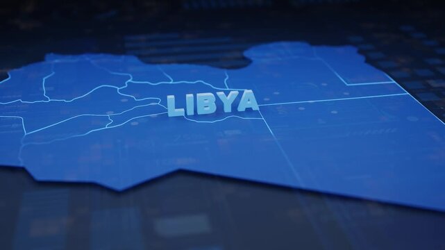 Libya Map Futuristic Digital Background