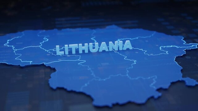 Lithuania Map Futuristic Digital Background