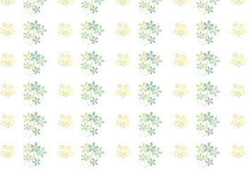 グリーンとイエローのクローバの束のシームレスパターン背景