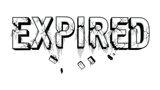 Cracked EXPRIED Word: A visual representation of expiration, with the word EXPIRED breaking apart, conveying the concept of something no longer valid.