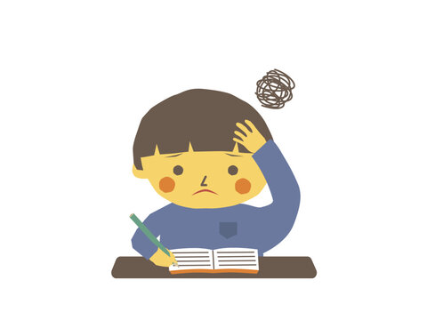 勉強がわからなくて悩んでいる男の子