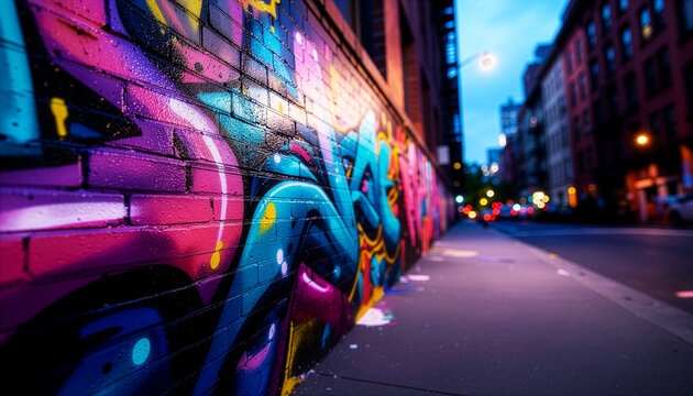 Colorful graffiti on a wall in the city. Symbol of street art and life in a metropolis.