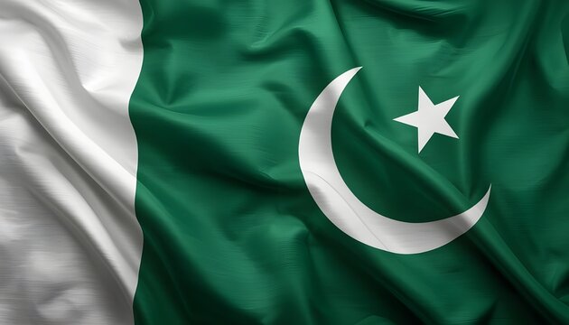 The flag of Pakistan waves gently in the breeze, symbolizing national pride and identity.