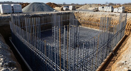 Reinforced Concrete Structure, Preparing for New Building Foundation Construct