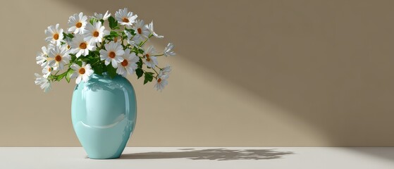 Vase of white flowers sits on a table