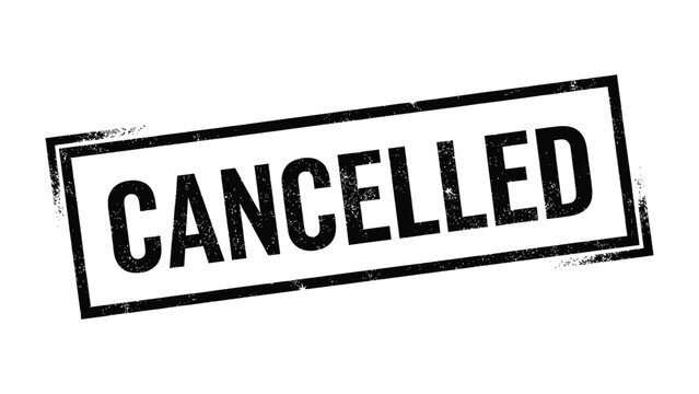 Cancelled Stamp: An isolated stamp indicating the act of canceling a transaction or document, conveying finality and termination.