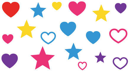 Colorful Hearts and Stars Pattern Background, Cute Graphic Design