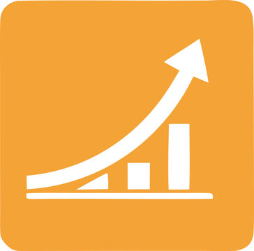 Upward Momentum Icon: A simple yet impactful icon of a rising graph, symbolizing growth, progress, and achievement, presented on a vibrant background.