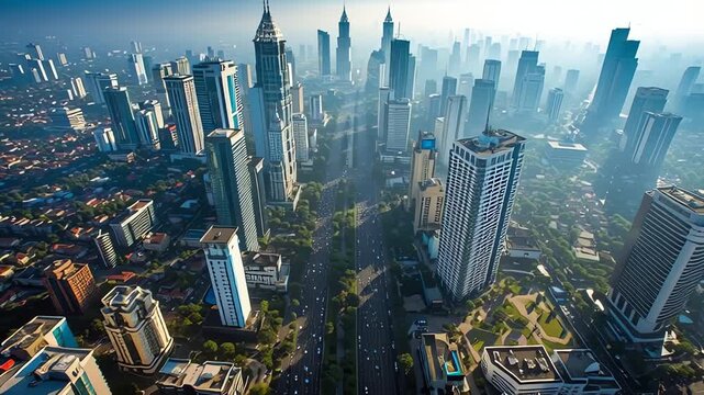 Kuala Lumpur cityscape aerial view skyscrapers.