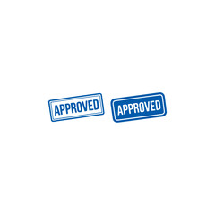 Fototapeta premium Two blue approved stamps on white background for official validation