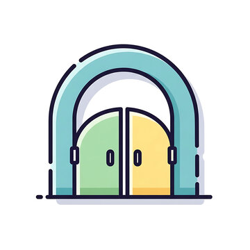 Arched Double Door Icon MBE Style Illustration Building Entrance Symbol