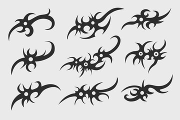 Traditional tribal tattoo design set, decorative element design