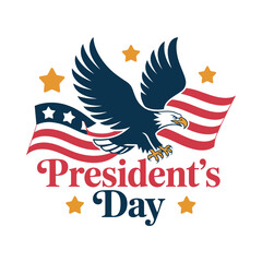 Obraz premium A patriotic illustration celebrating President's Day with an eagle and American flag