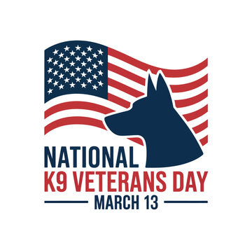 National K9 Veterans Day logo with American flag and dog silhouette