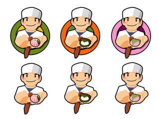 和菓子職人の男性のイラストアイコン 笑顔