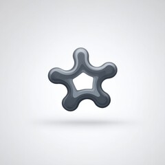 Obraz premium Abstract Star Shape with Pentagon Hole Metallic Gray Shiny Smooth Edges on White Background