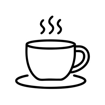 Coffee Mug On A Saucer With Steam icon for web and graphic design