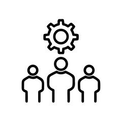 Group Of Three People With Gear Above icon for web and graphic design