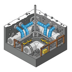 Naklejka premium Industrial Machinery with Blue Pipes and Valves.