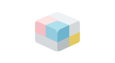Obraz premium Colorful 3D Cube with Pastel Hues and Geometric Design.