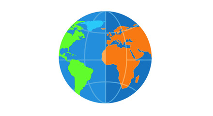 Fototapeta premium Stylized Globe with Continents in Bright Colors