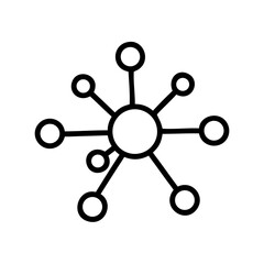 Six Node Radial Network icon for web and graphic design