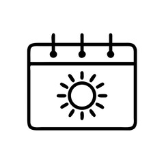 Sun Calendar Calendar With A Sun Icon icon for web and graphic design