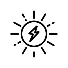 Sun Hazard Sun Icon With A Lightning Bolt icon for web and graphic design