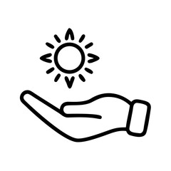 Sun In Hand Hand Holding A Small Sun Icon icon for web and graphic design