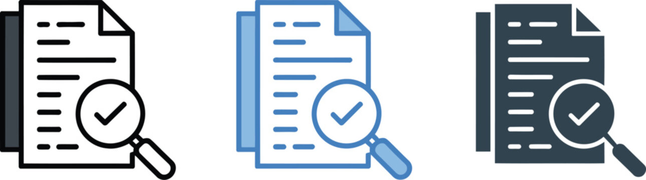Document review and verification three stages of checking process high quality professional detailed modern elegant stylish vector illustration for business