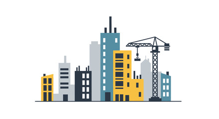 Obraz premium Cityscape construction with crane and modern buildings