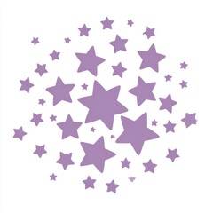 Obraz premium Cluster of Purple Stars on White Background Festive Celebration Sparkle Abstract