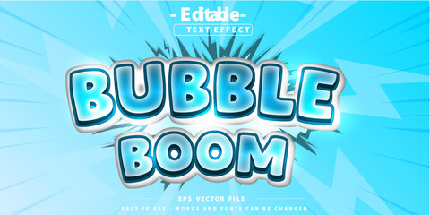 Editable text effect on bubble boom themed text.