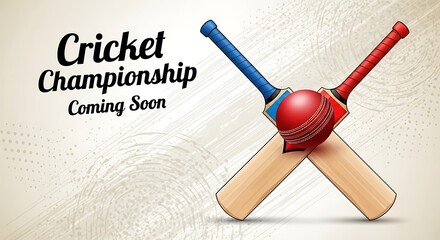 Cricket Championship Announcement Graphic Design With Bat And Ball
