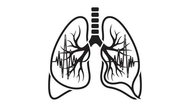 Anatomical Lungs with Cardiac Rhythm Overlay Illustration for Respiratory Health Campaigns, Pulmonary Screening Programs and Clinical Education Materials