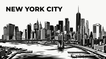 new york city skyline urban architecture downtown landmark travel tourism america usa landscape metropolitan business culture with skyscrapers manhattan bridge hudson © samira