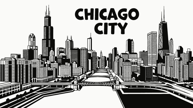 chicago city skyline urban architecture downtown landmark travel tourism america usa landscape metropolitan business culture modern historic destination famous district with lake michigan skyscrapers
