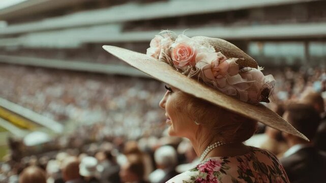 Spectator enjoying prestigious horse racing event