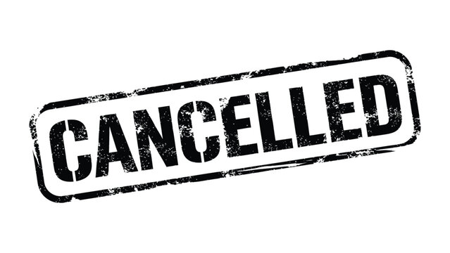 Stamp of Cancellation: A bold CANCELLED stamp, conveying a clear message of discontinuation.