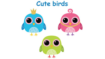 Obraz premium Cute birds vector illustration on transparent background with colorful design