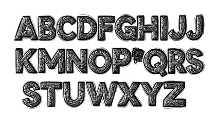 Alphabet Set: A stylish alphabet set, meticulously crafted in a textured style. Each letter showcases unique textures © Mohiuddin123