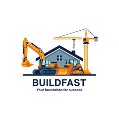 Construction Equipment and House Illustration. © Nemo