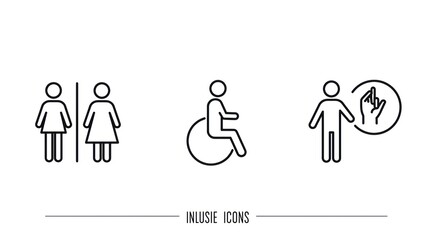 Inclusive Icon Set - Restroom, Accessibility, and Sign Language.