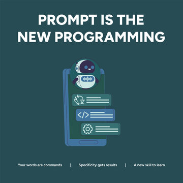 Smartphone displaying AI assistant and code snippets, symbolizing 'Prompt is the New Programming' for AI interaction