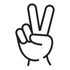 Obraz premium Hand gesture making peace sign with two fingers up symbol of victory or peace icon