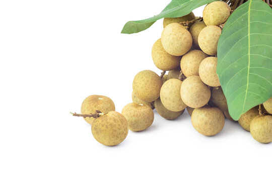 Pile of longan fruits isolated on white background