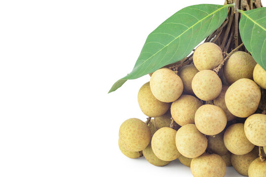 Pile of longan fruits isolated on white background