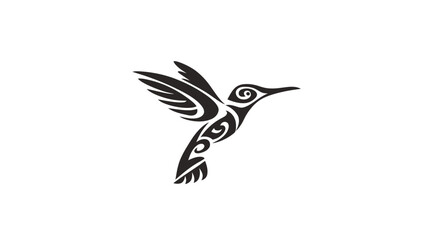 Obraz premium Black and white hummingbird icon illustration isolated on white background