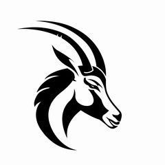 Fototapeta premium Stylized black and white gazelle head illustration on clean white background