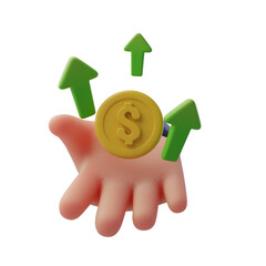 3D Financial Growth Icon &ndash; Investment Profit Income.